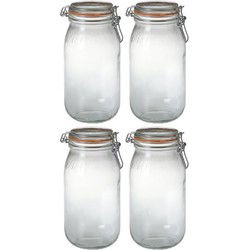 Le Parfait Voorraad/weckpot - 4x - glas - 25,2 x 8,5 cm - 2 L - Weckpotten