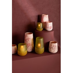 PTMD Windlicht Marcy - 16x16x30 cm - Glas - Roze