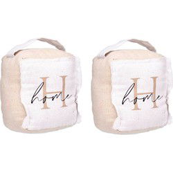 Giftdecor Deurstopper - 2x - 1 kilo - beige - canvas - Home - 14,5 x 16 x 19 cm - Deurstoppers
