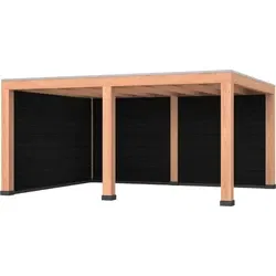 Douglas overkapping, 500 x 400, met zwarte achterwand en zijwand, Westwood Modern