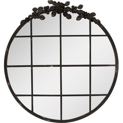 Clayre & Eef Spiegel  81 cm Zwart IJzer Glas Rond Wandspiegel