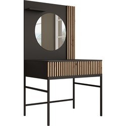 Meubella - Kaptafel Marbella - Zwart - 85 cm - Met spiegel