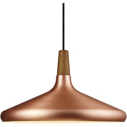 Verfijnde hanglamp in exclusief FSC-gecertificeerd geolied notenhout top 39cm Ø - koper