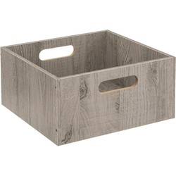 5five Opbergmand hout - 14L - grijs - 31 x 31 x 15 cm - Opbergkisten