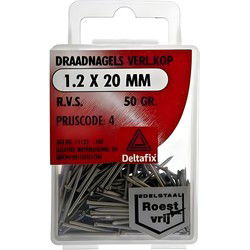 Draadnagel vk 1,2x20mm rvs 50gr