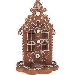 Clayre & Eef Gingerbread house met LED 20 cm Bruin Kunststof Peperkoekhuisje