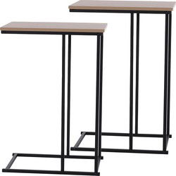 H&S Collection Bijzettafel bank - 2x - zwart/bruin - 40 x 26 x 58 cm - Bijzettafels