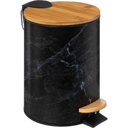 Pedaalemmer 3L Marble - Zwart - Softclose