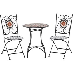 4goodz Bistroset 3-delig met Mozaïek design - tafel met 2 opklapbare metalen stoelen