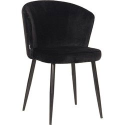 LABEL51 Eetkamerstoel Wave - Zwart - Fluweel - Black Frame