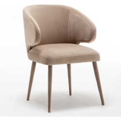 LW Collection Eetkamerstoelen beige velvet velours set van 2 - beige poten