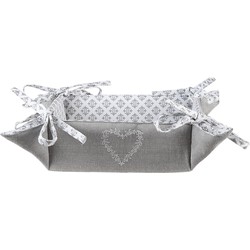 Clayre & Eef Broodmand  35x35x8 cm Grijs Wit Katoen Harten Ruiten Cadeau keuken