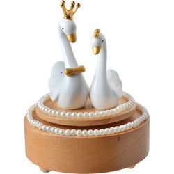 Clayre & Eef Muziekdoos Zwaan Beige Hout