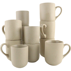 OTIX Koffiekopjes - Set van 12 - Cappuccino - Kopjes - Met Oor - 300ml - Zonder Oor - 190ml - TEAK