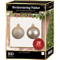 Licht parel/champagne Kerstversiering Kerstballen 24-delig 6 en 8 cm - Kerstbal