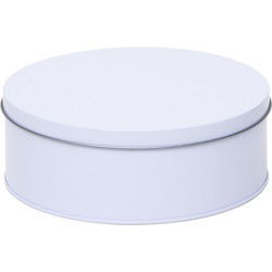 Rond koekblik opbergblik - wit - 18 x 7 cm - Snoeptrommel/koektrommel - Voorraadblikken