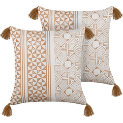 MALUS  - Sierkussen set van 2 - Lichtbruin - 45 x 45 cm - Katoen