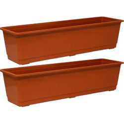 Set van 5x stuks plantenbakken terracotta rechthoekig 60 x 17,5 x 14,5 cm - Plantenbakken