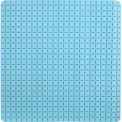 MSV Douche/bad anti-slip mat badkamer - rubber - lichtblauw - 54 x 54 cm - Badmatjes