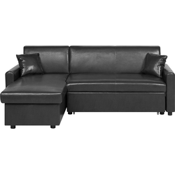 OGNA - Hoekslaapbank - Zwart - Rechterzijde - 222 cm - Polyester