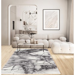 Carrara Modern Grijs vloerkleed - Marmer Design