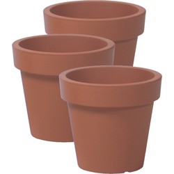 3x stuks basic plantenpot/bloempot kunststof dia 16 cm/hoogte 14.5 cm terra cotta - Plantenpotten