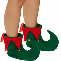 Henbrandt elfen schoenen -groen/rood -volwassenen -one size -kerstelfi¿½ - Verkleedschoenen