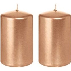 2x Kaarsen rosegoud 5 x 8 cm 18 branduren sfeerkaarsen - Stompkaarsen