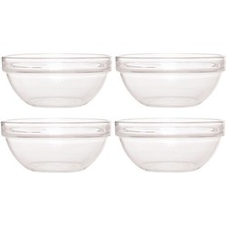 4x Salade serveerschaaltjes glas 12 cm - Saladeschalen