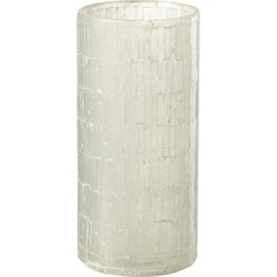 J-line - Vaas Mozaiek Glas Licht Grijs Medium - 14.5x14.5x30cm