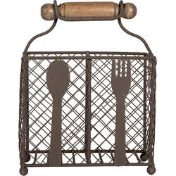 Clayre & Eef Bestekhouder 19x11x24 cm Bruin Metaal