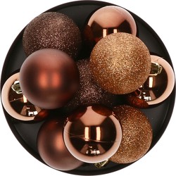 Atmosphera kerstballen - 5x stuks - brons - kunststof - 5 cm - Kerstbal