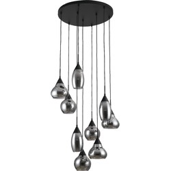 Furntastik Ascoli Piceno Hanglamp, 9-lichts, smoke glas