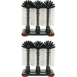 Spoelborstels - 6x - bierglazen - 19 x 18 x 10 cm - zwart - 6x stuks - professionele borstels - Afwasborstel
