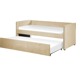 Beliani TROYES - Onderschuifbed-Beige-Fluweel