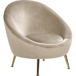 Beliani LANGA - Fauteuil-Beige-Fluweel