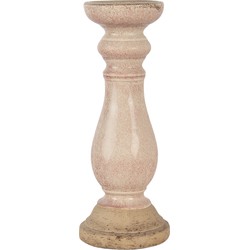 Clayre & Eef Kandelaar  Ø 14x36 cm Roze Keramiek Rond Kaarsenstandaard