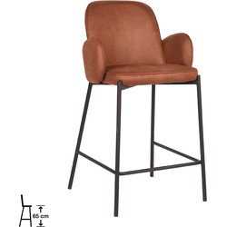D-MAXX Barkruk Jari - Cognac - Microfiber - Zithoogte 65