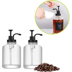 XIVADA Koffiesiroop dispenser - 500 ML - Glas - Zwart - Set van 2