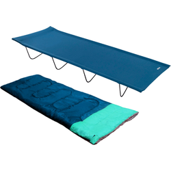 HIXA Aktive Veldbed - Kampeerbed - Met Slaapzak - Volwassenen - 1 Persoons - Blauw