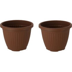 Bloempot Terra voor binnen & buiten - hoogwaardig kunststof - Ø 12.5 x H 10 cm - set 2 stuks