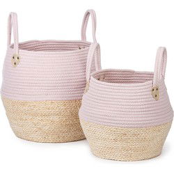 Kori mand roze/naturel set van 2
