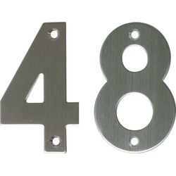 AMIG Huisnummer 48 - massief Inox RVS - 10cm - incl. bijpassende schroeven - zilver - Huisnummers