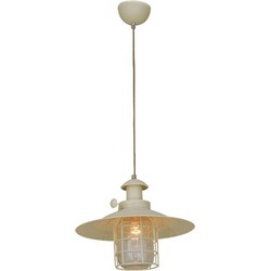 Hanglamp kap industreel beige glas kooi E27 340mm Ø