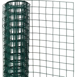 Schermgaas - groen - geplastificeerd staal - 100 x 500 cm - vierkant maaswijdte 25 x 25 mm - Gaas