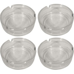 Glazen asbak basic model - 4x -Dia 11 cm - Action products - Asbakken