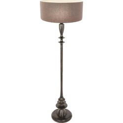 Anne Lighting - vloerlamp - Bois - zwart - hout linnen - schemerlamp - E27 - 3779ZW