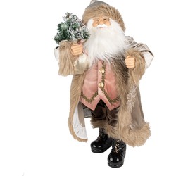 Clayre & Eef Beeld Kerstman 30 cm Beige Kunststof Kerstfiguren