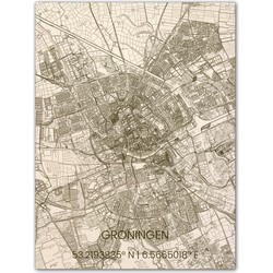 Houten Citymap Groningen 100x80 cm 