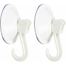 Benson Zuignaphaakjes - 2x - wit - kunststof - draagkracht 2 kg - Handdoekhaakjes